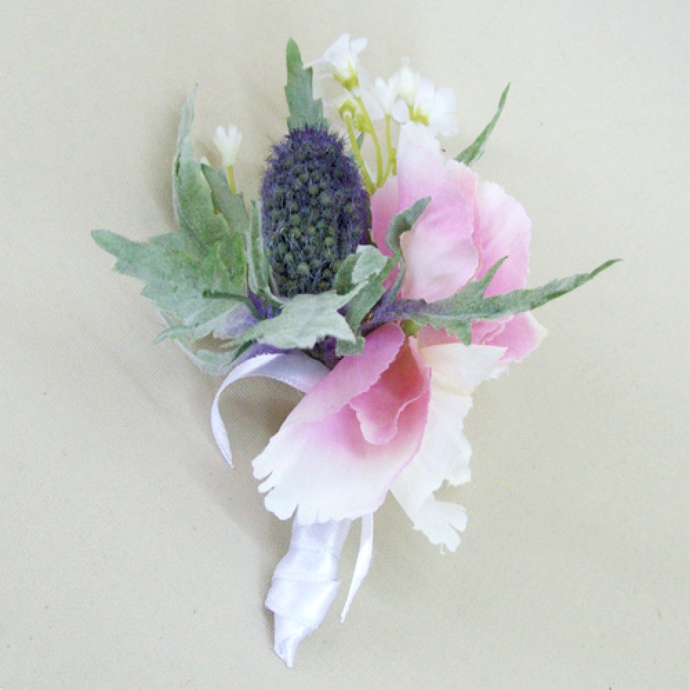 Memory Lane Thistle Boutonniere Buttonhole Silk Flowers